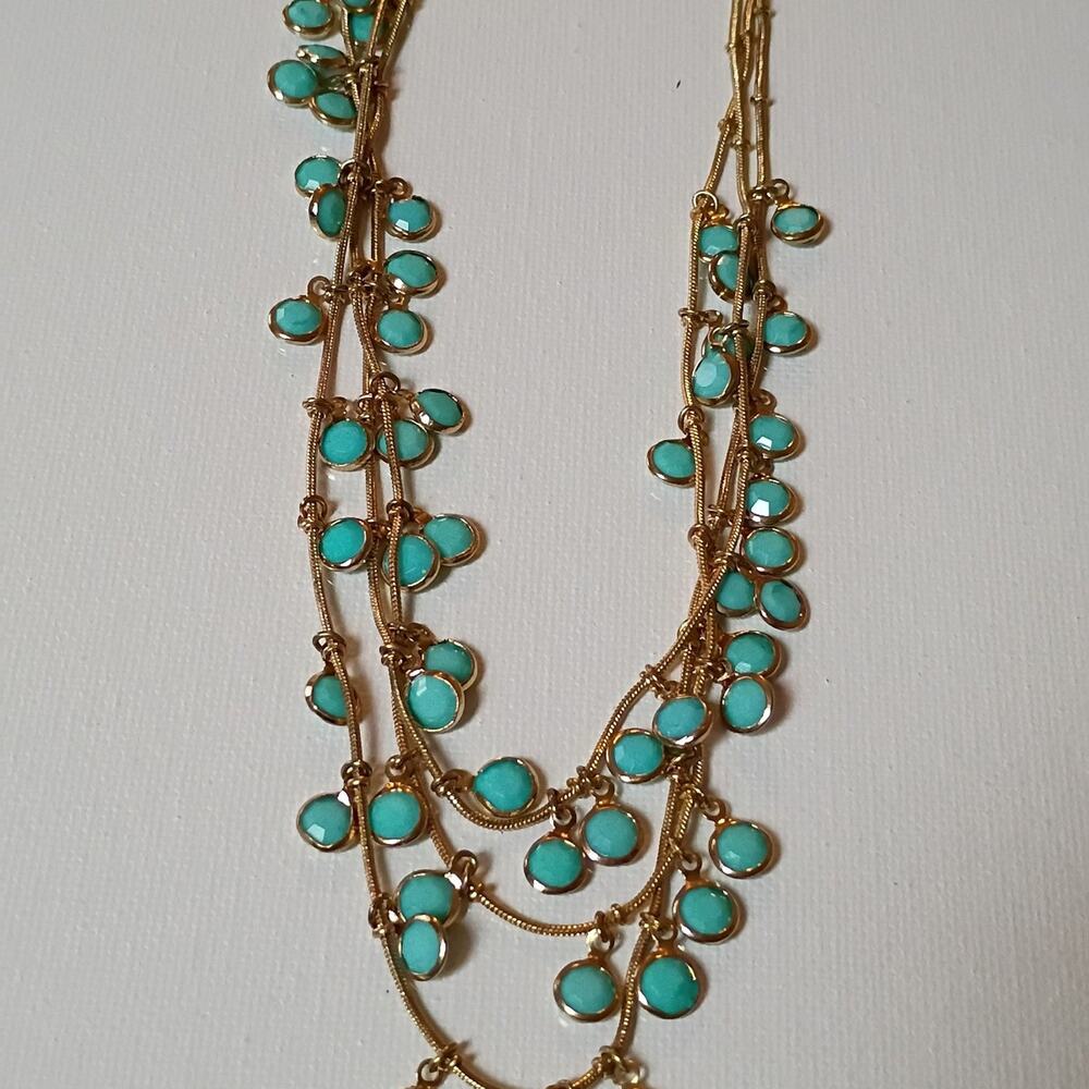 Multi-layered turquoise necklace ( J 14 )
